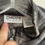 Chico's Travelers Metallic Gray Black Jacket Full Zip Mock Neck Shirt Top, Size S Photo 2
