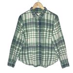 J.Crew  Women’s Blue & Green Plaid Henley Popover Long Sleeve Top large Photo 0