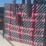 Kate Spade  Black and Pink Checkered Woven Tote Photo 2