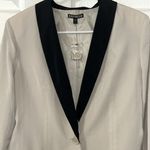 EXPRESS Cream and Black Blazer with Tuxedo Lapel and Deep V-Neckline Photo 10