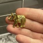 Tiny Signed GIOVANNI Vintage Elephant Rhinestone / Gold Tone Brooch Pin Photo 3