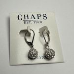 CHAPS  Silver Tone Clear Rhinestone Pierced Dangle Drop Earrings MSRP $12 Photo 1