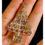 VTG Signed Eisenberg Ice Austrian Multicolor Crystal Christmas Tree Brooch 1970s Gold Photo 5
