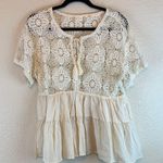 Altar'd State womens crochet blouse sz M boho cottage core hippie girly preppy Photo 0