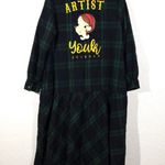 Youk Shim Won World Blue/Green Plaid Jacket Dress Size Free Photo 5