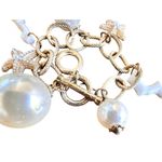 Vintage Sealife Toggle Charm Bracelet Starfish Beach Fish Coral Chain Link Gold Photo 6