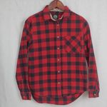 Ladies' Buffalo Plaid Flannel Button Down Shirt Red Size M Photo 0