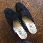UGG Shearling Lined Black Suede Clogs Heeled Mules Photo 3