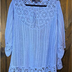 Denim 24/7 Crochet Floral Lace Knit Pullover Top Blue Size undefined Photo 0