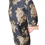 Irene Klarie Floral Embroidered Shift Dress Size UK42 US 8 M Gray Jacquard Gold Photo 13