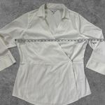 Foxcroft NYC White Wrap Blouse – Size 12 Shaped Non-Iron Stretch Photo 3