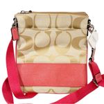 Coach  Swing Pack Crossbody Messenger Shoulder Bag Khaki Cream Tan Pink Stripe Photo 0
