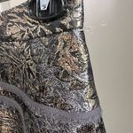 Monique Lhuillier  Silver & Gold Brocade Floral Pencil Skirt Size 2 Photo 7