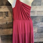 Ann Taylor Dress Womens Size 10 Red One Shoulder Midi Flowy Cocktail Event Photo 1