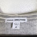 James Perse  Standard Pullover Hoodie Size 4 Womens Grey Stripe Sweatshirt Cotton Photo 5