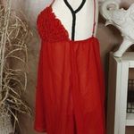 Rampage Size Large Red Stretchy Lingerie Tope Frilly Sexy Cute Sheer Honeymoon Photo 6