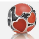 Pandora Red Hot Hearts 925 Sterling Silver Heart Bracelet Charm Photo 1