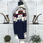 Vintage 90s JCPenney Sweater Fair Isle Ski Acrylic Mock Neck Navy Blue/White M Blue Size M Photo 5