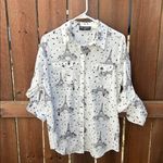Karl Lagerfeld  Button Down White Black Top Size Small Photo 2