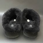 UGG  Disquette Black Suede Leather Plush Sheepskin Platform Slippers Size 8 Photo 5