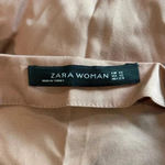 ZARA  Tan V-Neck Puff Sleeve Button Front Linen Top Lyocell & Cotton Size XS Photo 3