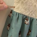 City Studio Cream/Teal Bulldog Print Dress size 5 Photo 4