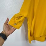 ZARA Mustard Yellow Blouse Women's Large Draped V-Neck Hi-Low Hem Relaxed Photo 4