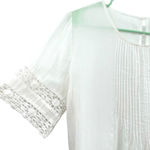 Old Navy  size medium maternity short sleeve white blouse top shirt pin tuck lace Photo 2