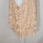 Anthropologie  Peach Ruffled Layer Lace Sleeveless Top Size 12 Coquette Lace Top Photo 4