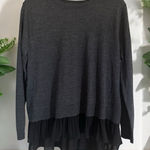 Club Monaco  Wool Black Gray‎ Split Back Tiered Hem Pull Over Sweater Medium Photo 0