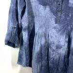 New Directions Womens Tie Dyed Split Neck Roll Tab Sleeve Blouse Blue Size XL Photo 2