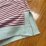 C&C California  women’s slouchy oversized striped sweatshirt teal red Sz XLarge Photo 7