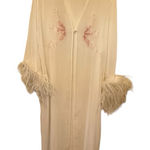 Cerie Long Embroidered Robe with‎ Maribou Trim Size L Photo 0