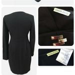 Versace LUXURY CHIC BLACK DRESS GOLD LOGO BUCKLE V NECK LONG SLEEVES JERSEY Photo 2
