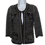 White House | Black Market  Black White Textured Chain Detail‎ Sweater Jacket XS Photo 1