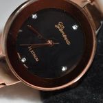 Geneva Platinum Rose Gold Analog Stainless Back No.1455 LC Hinged Cuff Watch Brown Photo 1