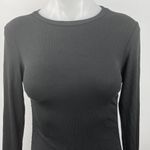 Steve Madden Black Ribbed Knit Ruched Long Sleeve Stretch Mini Bodycon Dress XS Photo 4