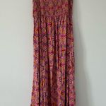 Carly Jean Los Angeles Pink Red Boho Sleeveless Smocked Tiered Maxi Dress L Photo 6