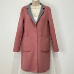 Ecru  Wool Reversible Coat Small Gray Pink Collar Chic Minimalist Winter Classic Photo 6
