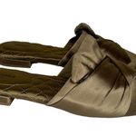 Birdies  The Songbird Mules Khaki Green Satin Quilted Size 8.5 Photo 2