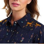 Ariat Real Dakota Snap Front Blue Western Shirt Small embroidered Details Photo 1