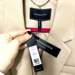 BCBGMAXAZRIA NEW  Latte Tan Faux Vegan Leather Oversized Fit Minimalist Blazer L Photo 3