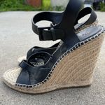 Joie  Lena Leather Espadrille Wedge Black Ankle Strap size 39 Photo 1