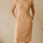 Vtg 80s Pink Structured Stretch Denim Pencil Dress Size 7 Open Back Mizz Lizz Photo 0