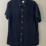 J. Crew Irish Linen Shirt Baird McNutt Size S Dark Blue Slim Fit Casual Nautical Photo 0