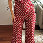 Sandro Casey Knotted Printrd Crepe De Chine Jumpsuit Claret red size 36 S Photo 0