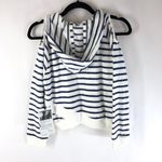 Nowadays Womens Sweatshirt Cold Shoulder Hooded Asymmetric Striped Blue White L Size L Photo 1