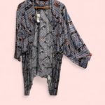 American Eagle  NWT high low kimono wrap country blue floral size medium Photo 2