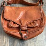 Frye  Cognac Leather Crossbody Saddle Bag Braided Boho Chic Western Inspired Photo 2