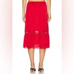 frankie's bikinis Hideaway Satin Midi Skirt in Cherry Photo 3